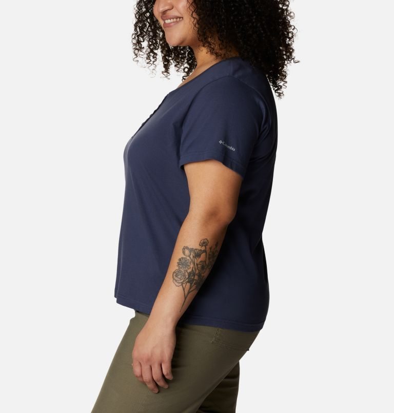 Tricouri Columbia Sapphire Point Henley Dama Bleumarin | Plus Size SFSA897Q0